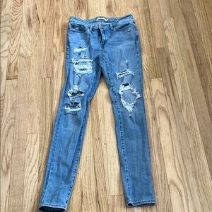 Trendy Distressed Blue Skinny Jeans